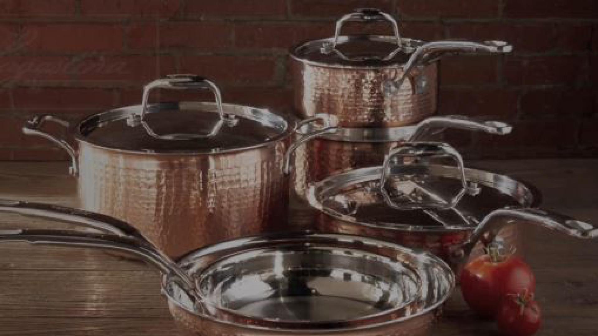 Lagostina Martellata TriPly Copper 10Piece Cookware Set Bed Bath